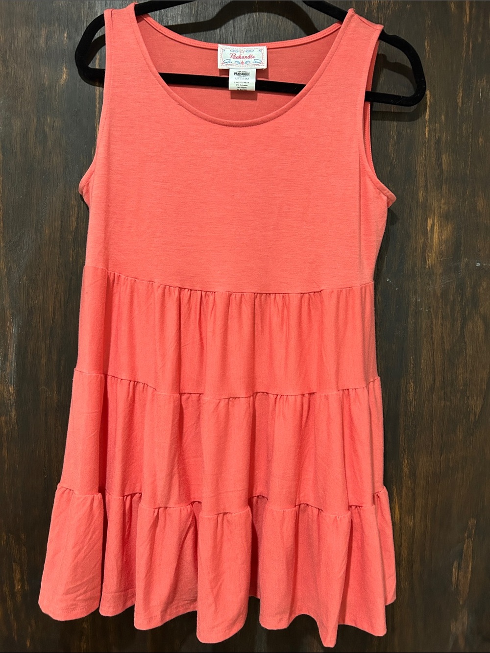 Tres Bien Coral Sleeveless Tiered Dress